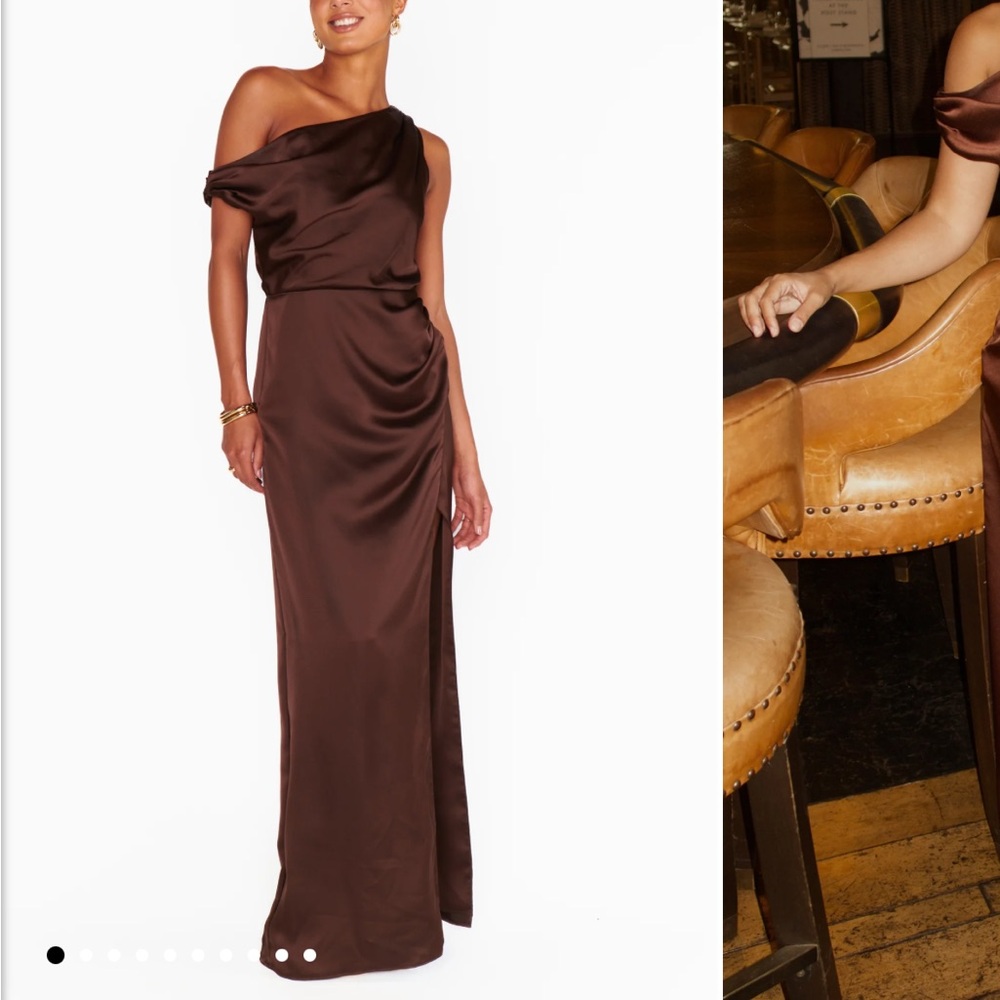 Show Me Your MuMu Jodie Chocolate One-Shoulder Dress
